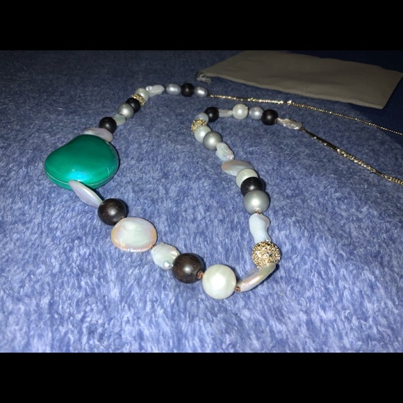 NWT ALEXIS BITTAR pearl,wood, an crystal beaded
